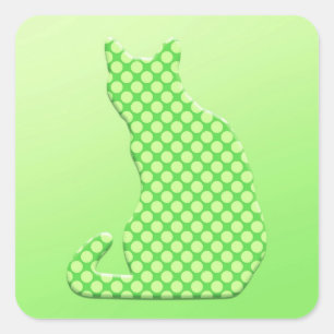 Dotty Cat - blad av kalkgrönt Fyrkantigt Klistermärke