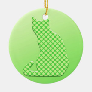Dotty Cat - blad av kalkgrönt Julgransprydnad Keramik