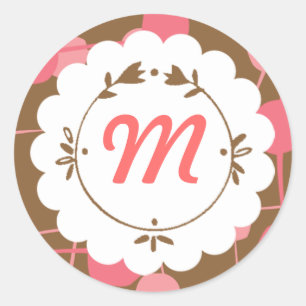 Dotty (Choco Berry) försegling/monogram-försegling Runt Klistermärke