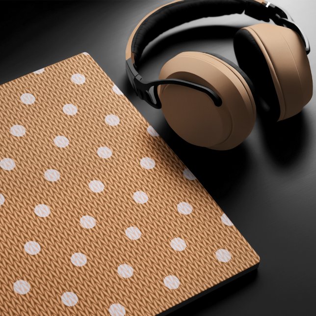 Dotty Delight Orange Musmatta (A Dotty Delight Orange Mouse Pad is on the desk. )