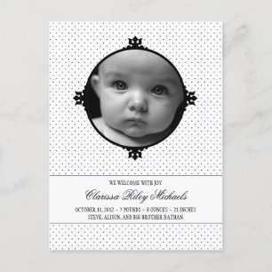 Dotty Delight Photo Birth Notice cement Meddelande Vykort