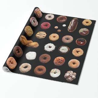 Dotty Donuts som slår in papper (på svart) Presentpapper