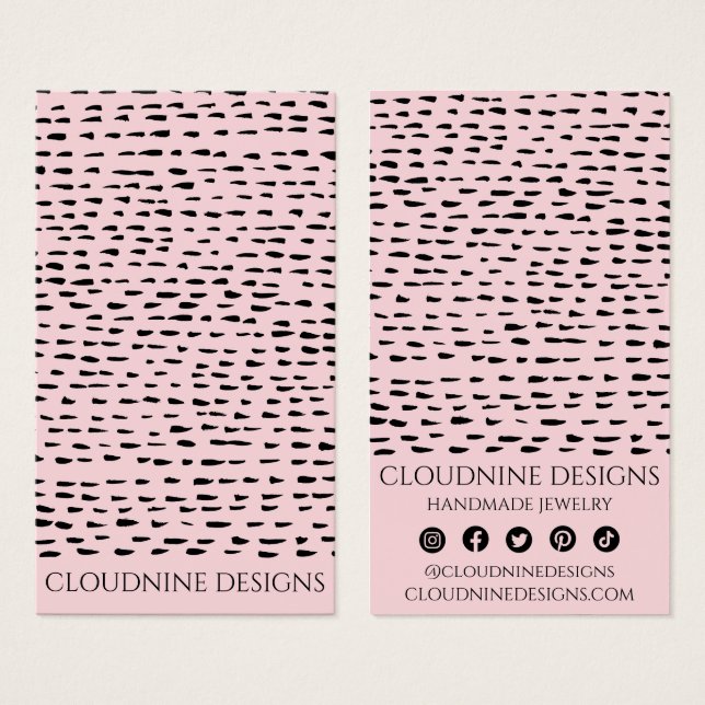 Dotty Earring Necklace Rosa Jewelry Visning Card Visitkort (Framsida & baksida)
