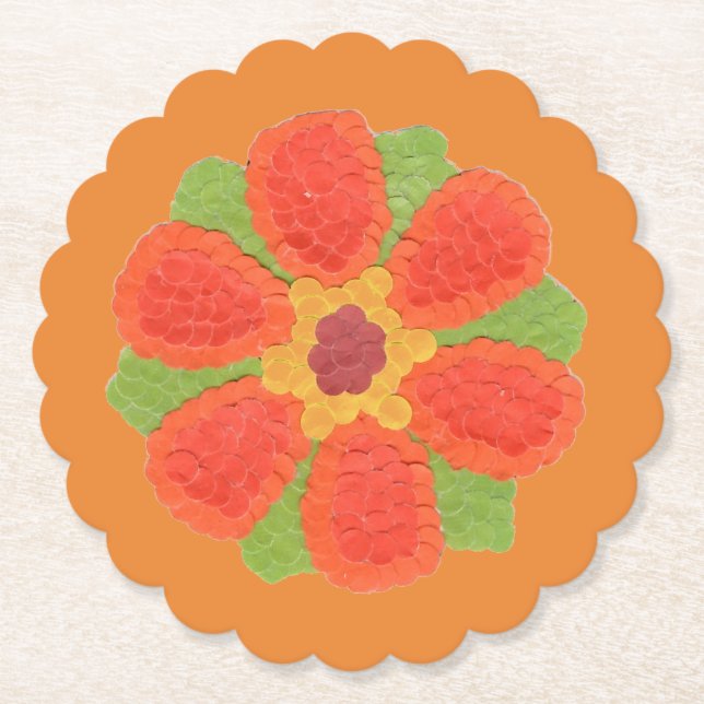 Dotty Flower Scalloped Underlägg Papper (Framsida)