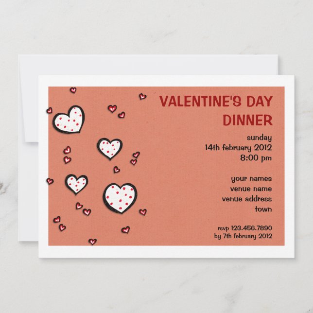 Dotty Hearts Kraft Red Valentine Day Midine Dinner Julkort (Framsida)