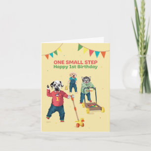 Dotty Hund first step Age 1 Birday Card Kort