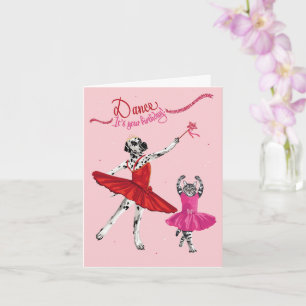 Dotty Hund och Kattunge Ballerina Dance Birthday Kort