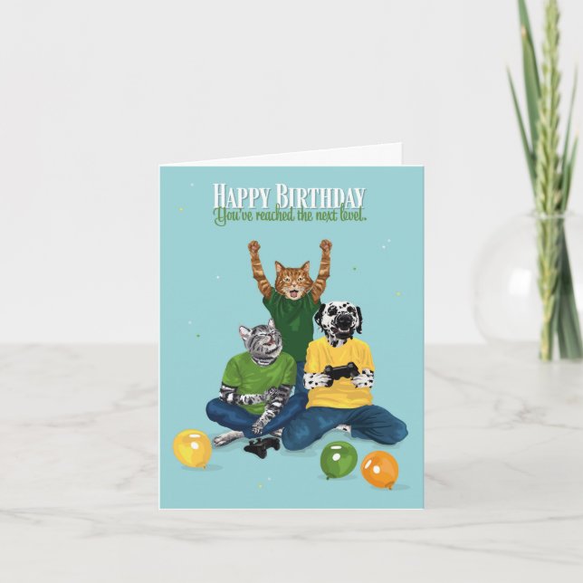 Dotty Hund och Kattunge Video Game nästa födelseda Kort (Framsida)