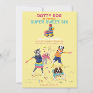 Dotty Hund Piñata Toppen Sweet Sex Födelsedagsfest Inbjudningar