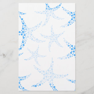 Dotty sjöstjärnamönster i blått och White. Brevpapper