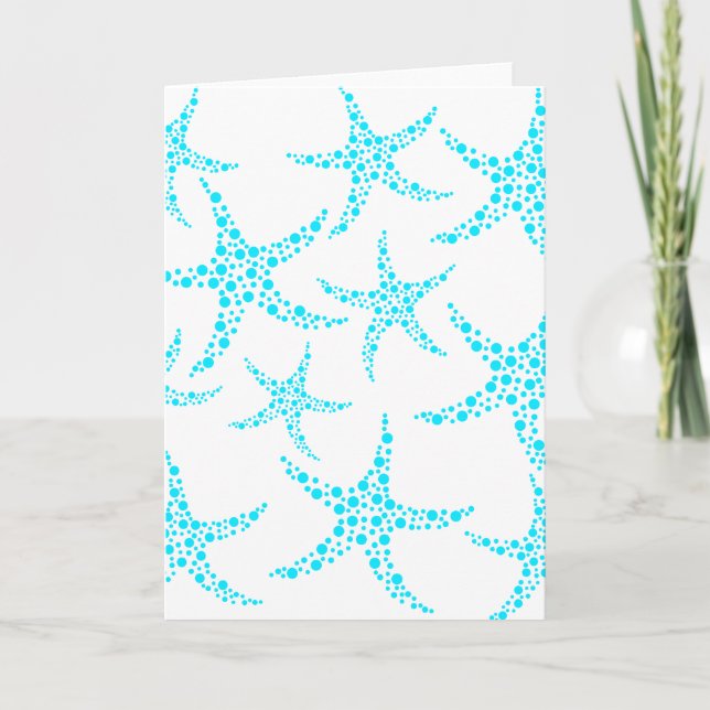 Dotty Starfish Mönster i Turquise och White. Kort (Framsida)