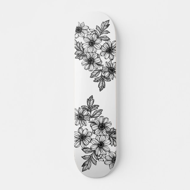 Dotwork blommaSkateboard Skateboard Bräda 20,5 Cm (Framsida)