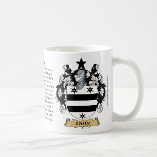 Doty, ursprung, det menande och vapenskölden kaffemugg