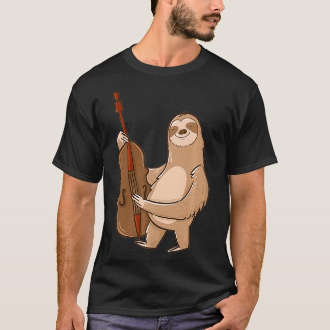 Double Bass Sloth Cool Upright Bass Jazz Gift T Shirt (Framsida)