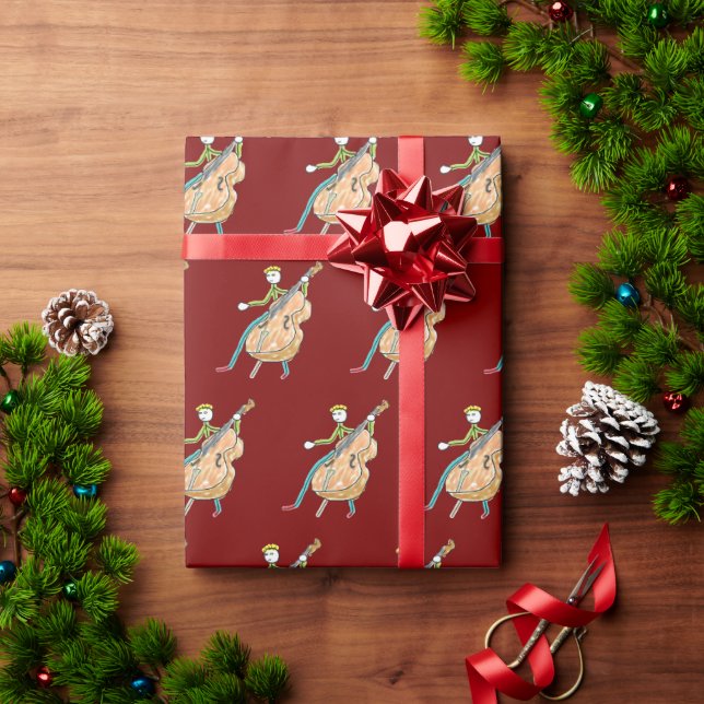 Double Bass Stickman Presentpapper (Julgåva)