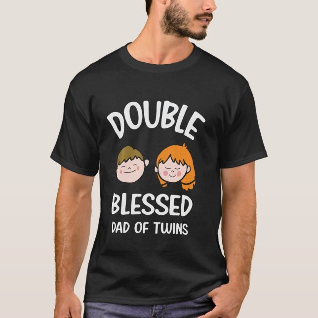 Double Blessed dad of Twins Long Sleeve T Shirt (Framsida)