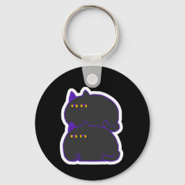 Double Chonky Black Cat Keychain Nyckelring