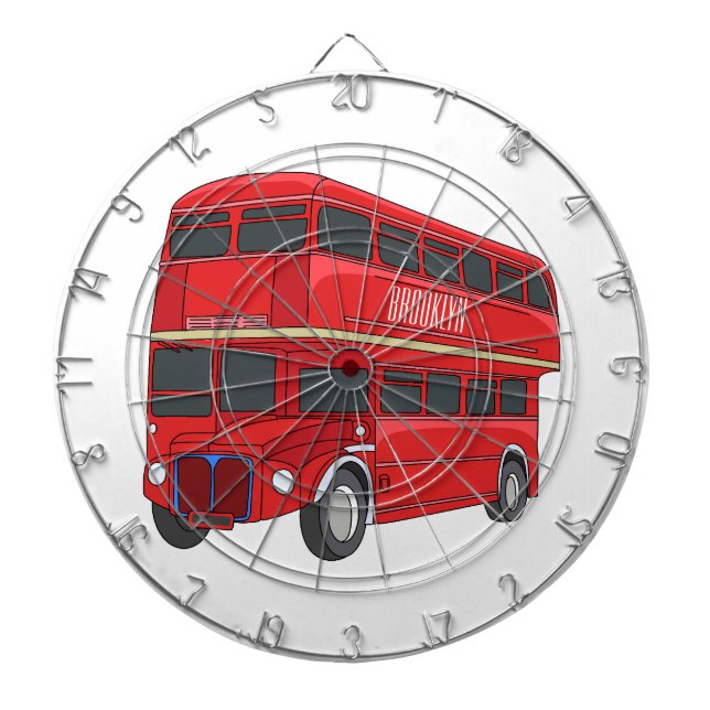 Double-decker bus cartoon illustration darttavla (Framsidan)