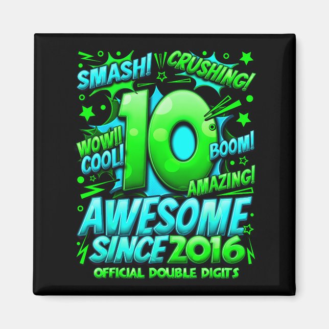 Double Digits 10 Year Old Boys 10th Birthday Boy  Magnet (Framsidan)