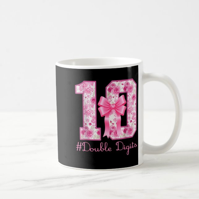 Double Digits 10th Birthday Girl Nk Coquette Bow 1 Kaffemugg (Höger)
