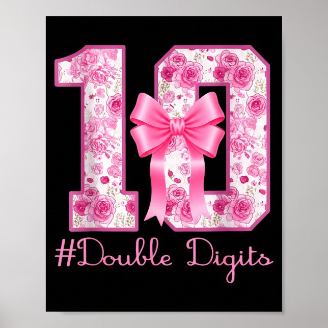 Double Digits 10th Birthday Girl Nk Coquette Bow 1 Poster (Framsidan)
