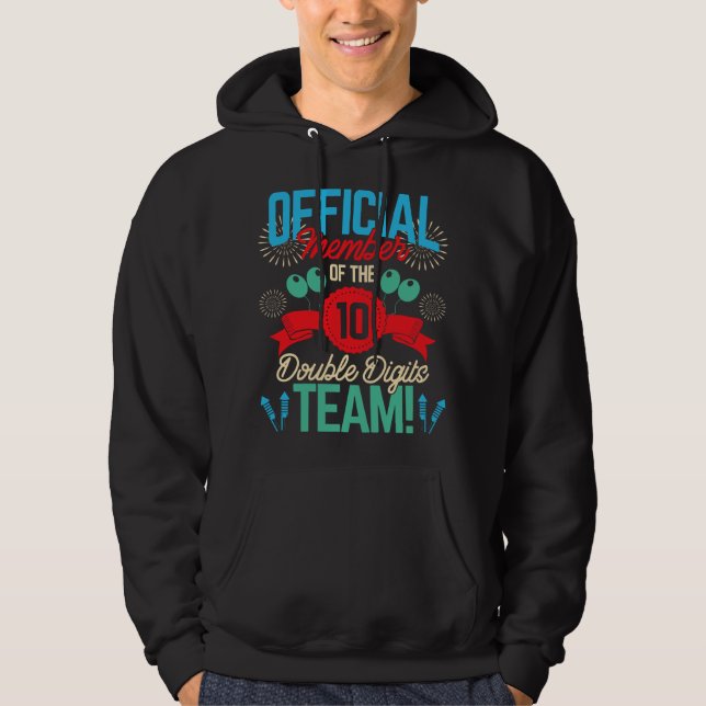 Double Digits Birthday 10 Year Old Girl, Boy, Twin Hoodie (Framsida)