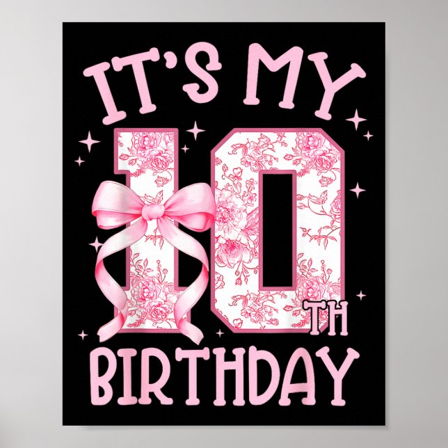Double Digits Birthday Girl 10th Birthday Coquette Poster (Framsidan)