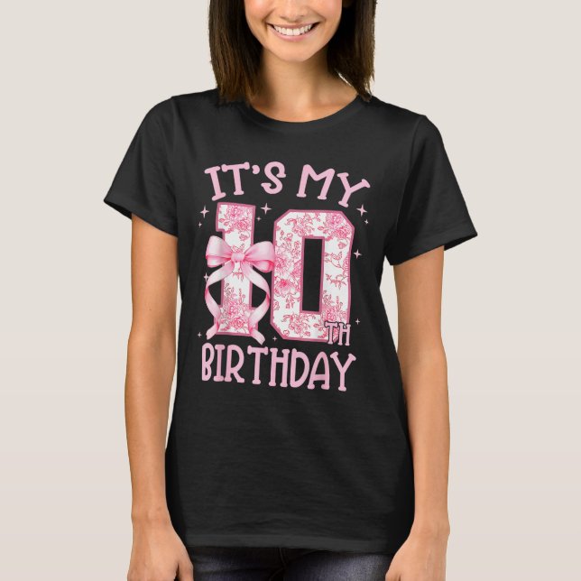 Double Digits Birthday Girl 10th Birthday Coquette T Shirt (Framsida)