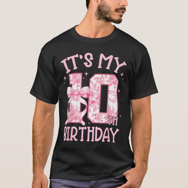 Double Digits Birthday Girl 10th Birthday Coquette T Shirt (Framsida)