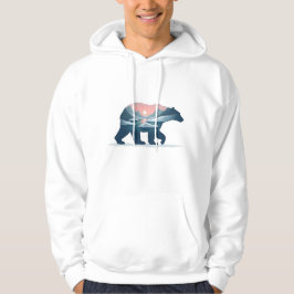 Double Exposure Polar Bear Silhouette Landscape Hoodie