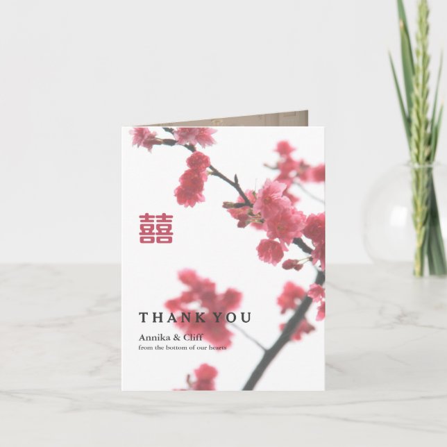 Double Happiness Kinesisk Bröllop Tack Foto © Kort (Framsida)