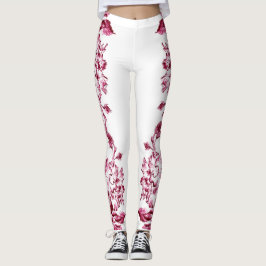 Double Hibiscus Pink Leggings