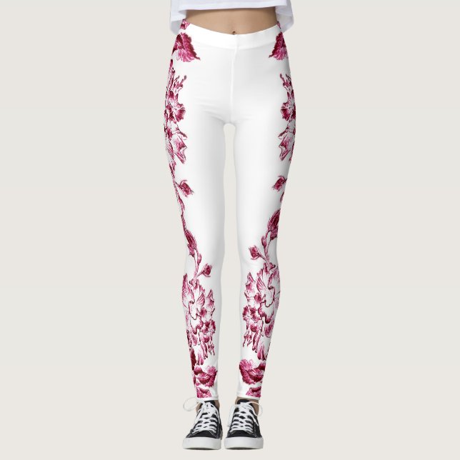 Double Hibiscus Pink Leggings (Framsida)