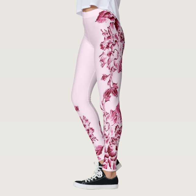 Double Hibiscus  Pink on Lt Pink  Leggings (Vänster)