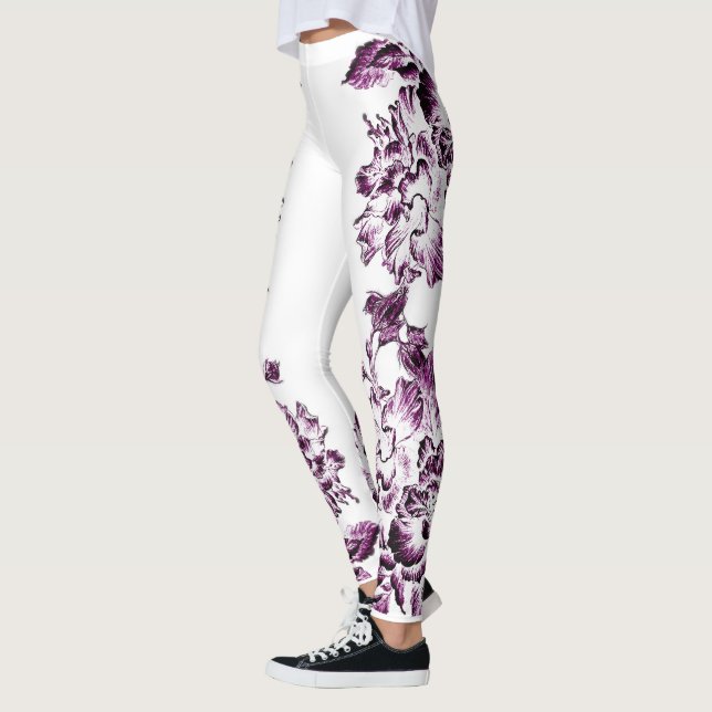 Double Hibiscus Purple  Leggings (Vänster)