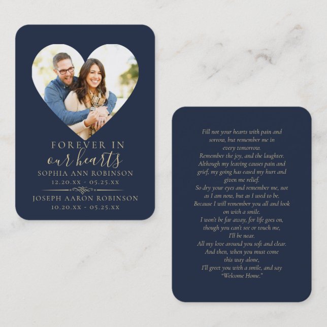 Double Joint Memorial Photo Funeral Prayer Card Visitkort (Fram/baksida)