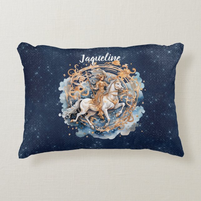Double-sided artsy Saggitarius sign custom name Prydnadskudde (Framsidan)