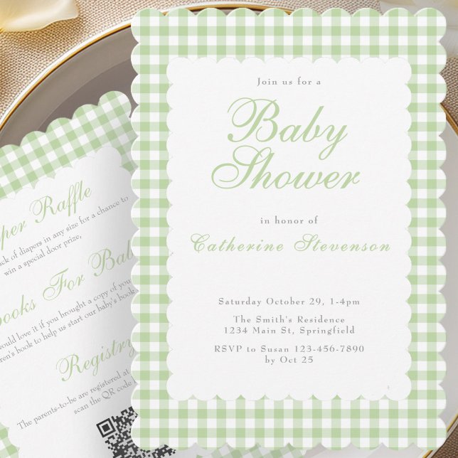 Double Sided Green Baby Shower Invitation Inbjudningar (Skapare uppladdad)