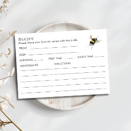 Double Sided Honey Bee Bridal Shower Recipe  Tilläggskort