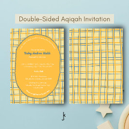 Double-Sided Light Yellow Bright Plaid Hand-Drawn Inbjudningar
