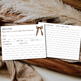 Double Sided Mocha Brown Bow Recipe Bridal Shower Tilläggskort