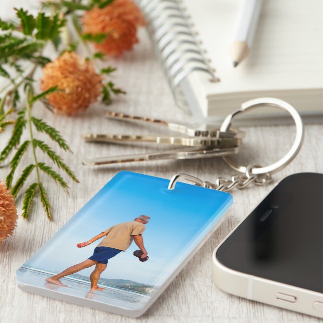 Double-Sided Rectangle Memorial Keychain (Högra Framsidan)