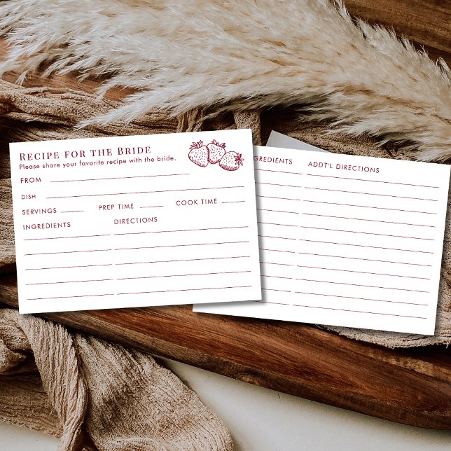Double Sided Red Strawberry Bridal Shower Recipe  Tilläggskort (Skapare uppladdad)