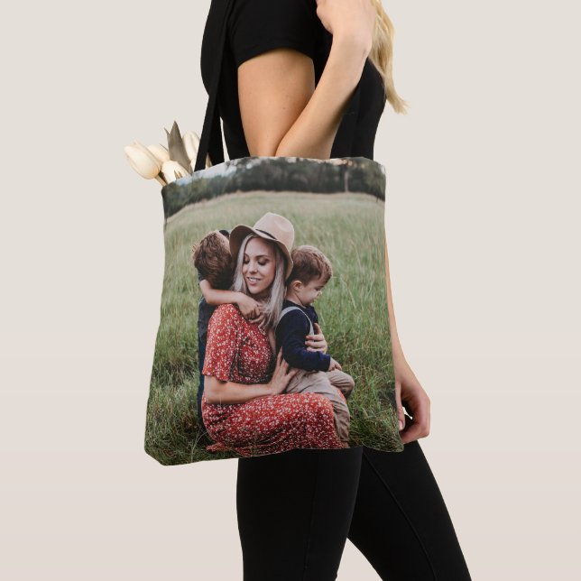 Double Sided Single Photo Personalized Tote Bag Tygkasse (Närbild)