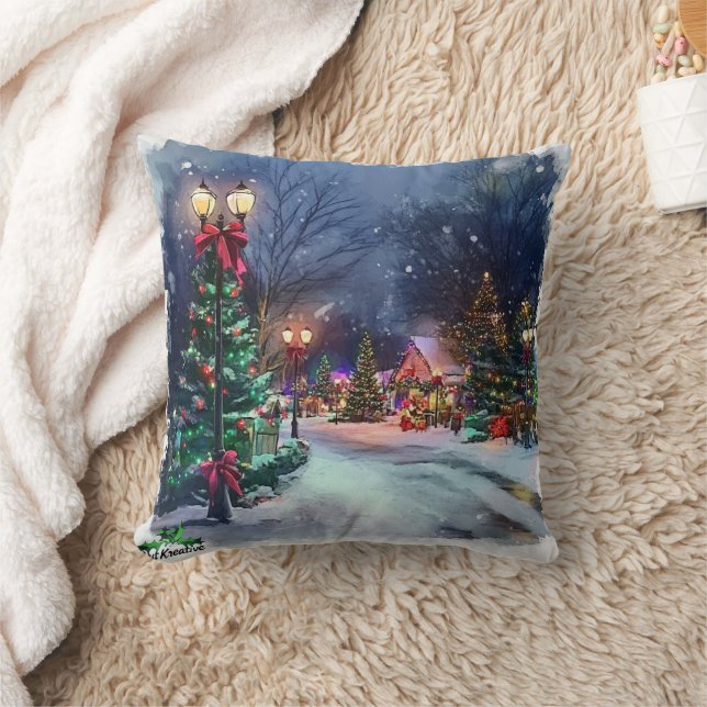 Double-Sided Winter Wonderland Throw Pillow Kudde (Filt)