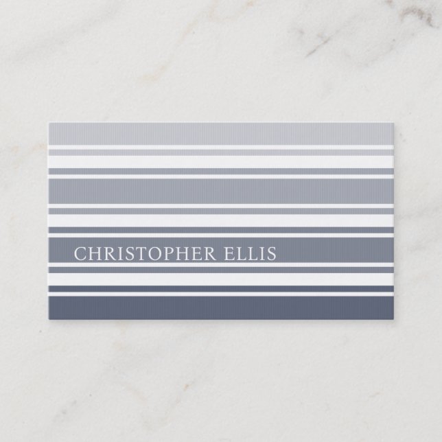 Double Striped | Slate Blue Ombre Visitkort (Framsida)