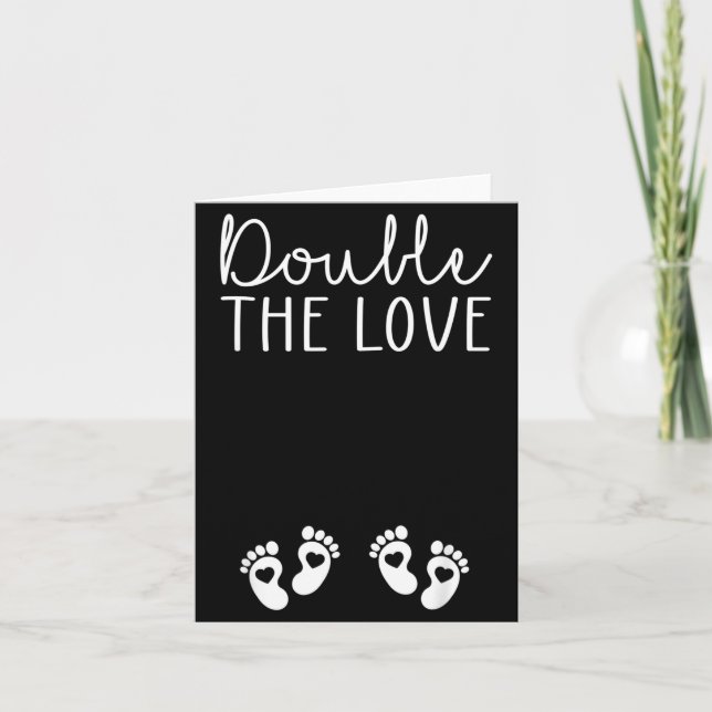 Double The Love Valentines Day Twin Pregnancy Anno Kort (Framsida)