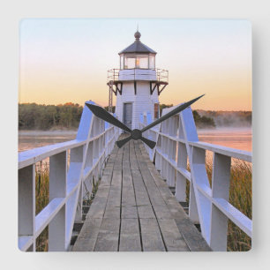 Doubling Point fyr, Arrowsic Island, Maine Fyrkantig Klocka