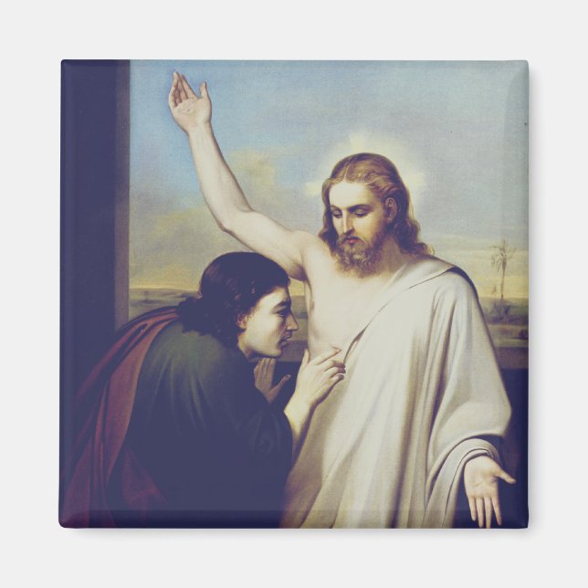 Doubting Saint Thomas av Silvestro Lega Magnet (Framsidan)