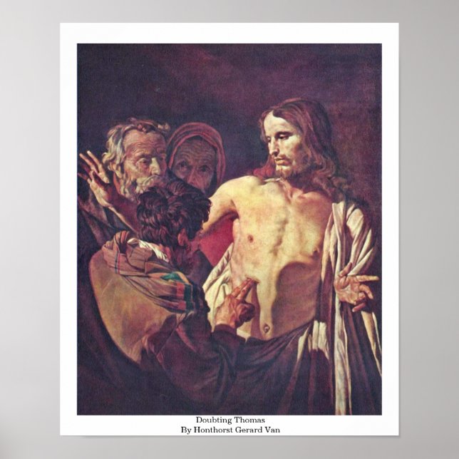 Doubting Thomas av Honthorst Gerard Van Poster (Framsidan)